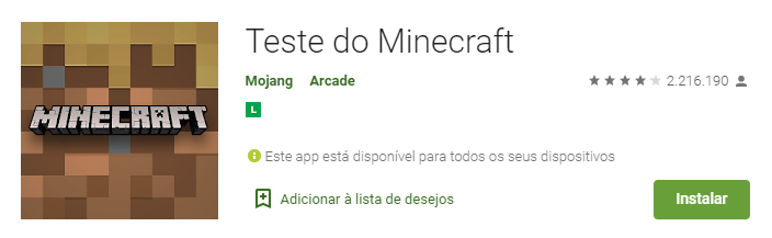Imagem: Divulgação do App Minecraft